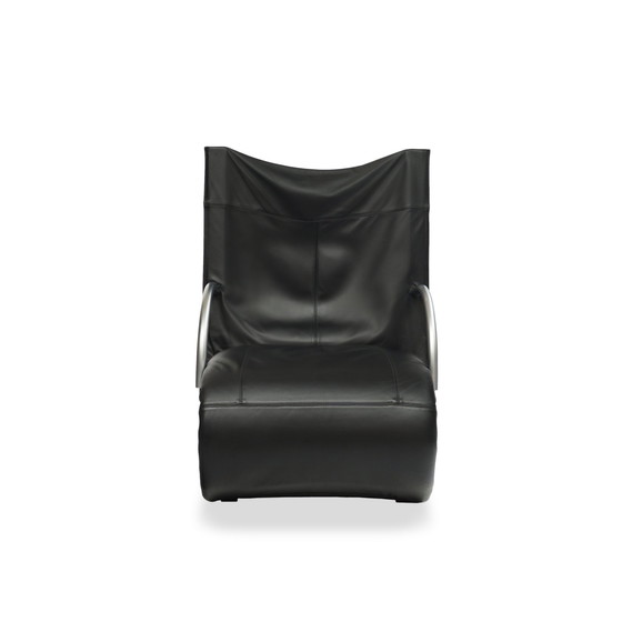 Image 1 of Ligne Roset Zen Fauteuil Cuir Noir Piétement luge