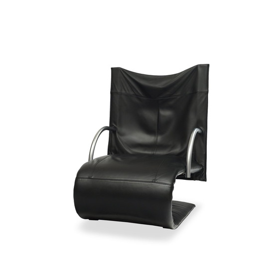 Image 1 of Ligne Roset Zen Fauteuil Cuir Noir Piétement luge