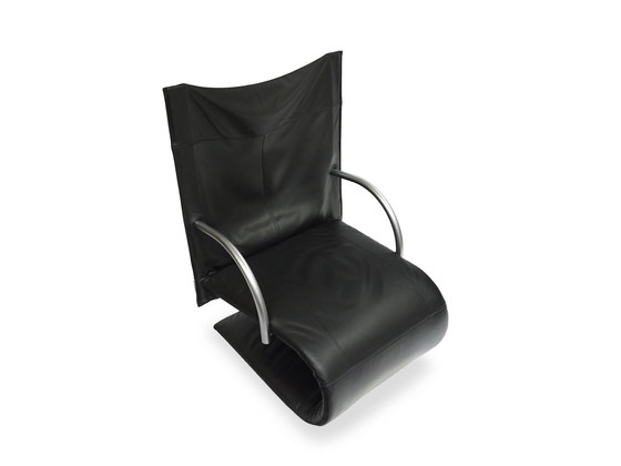 Image 1 of Ligne Roset Zen Fauteuil Cuir Noir Piétement luge