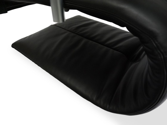 Image 1 of Ligne Roset Zen Fauteuil Cuir Noir Piétement luge