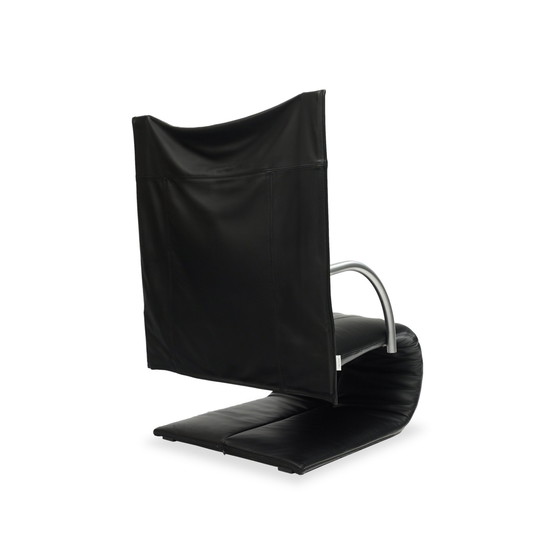 Image 1 of Ligne Roset Zen Fauteuil Cuir Noir Piétement luge