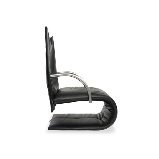 Image 1 of Ligne Roset Zen Fauteuil Cuir Noir Piétement luge