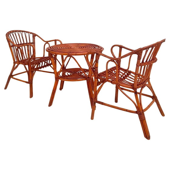 Image 1 of 1X Ensemble de salon en bambou et rotin, Italie 1960