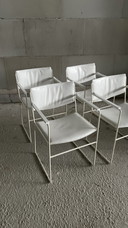4X Chaise en métal blanc