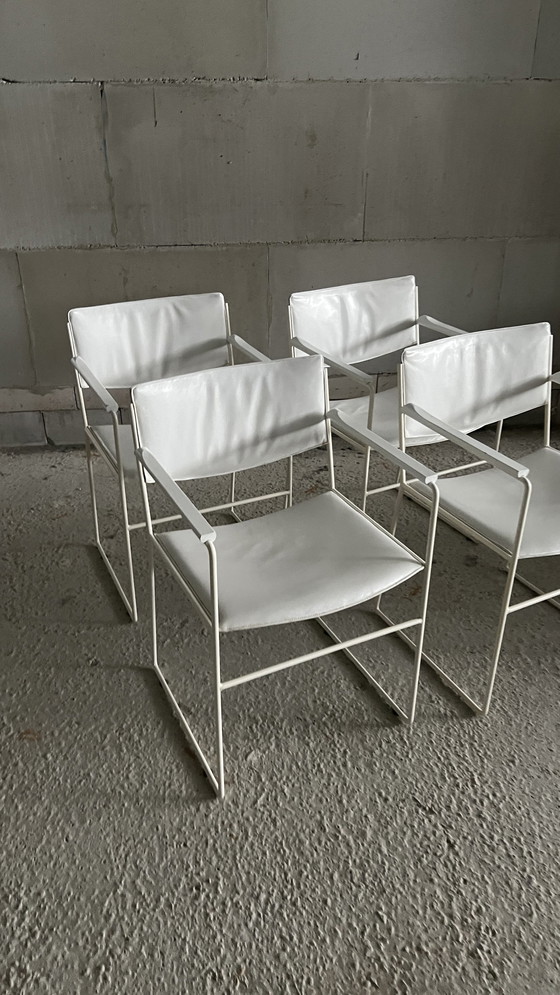 Image 1 of 4X Chaise en métal blanc