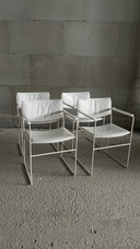 4X Chaise en métal blanc