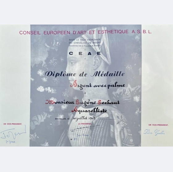 Ensemble de 2 œuvres d'art surréalistes. 1981. Eugène Eechaut (1928-2019) – Peintures et dessins, Paper (photo 19 of 19)