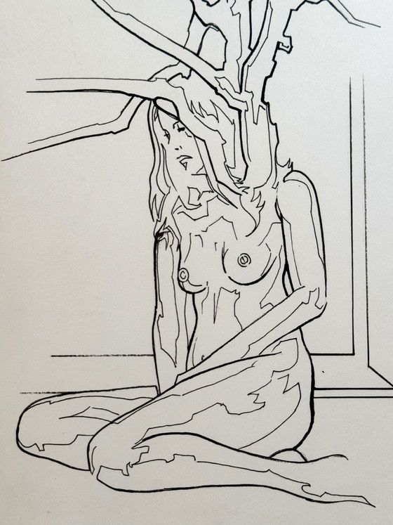 Ensemble de 2 œuvres d'art surréalistes. 1981. Eugène Eechaut (1928-2019) – Peintures et dessins, Paper (photo 8 of 19)