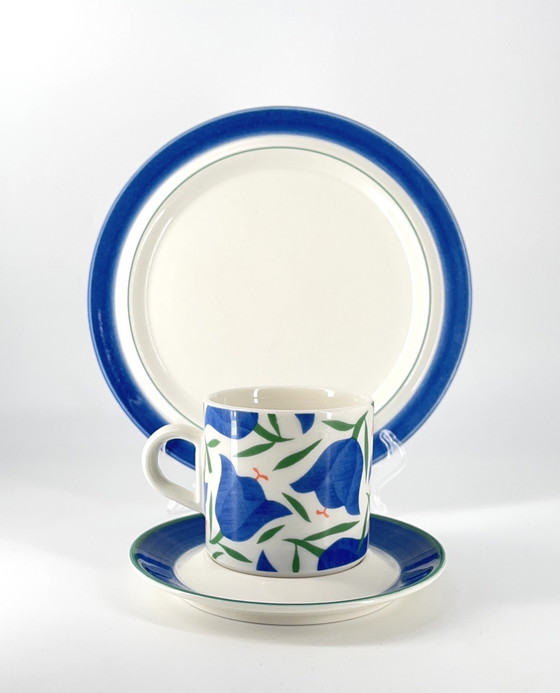 Image 1 of Arabia Finland Moreeni Balladi Design Par Heikki Orvola Tasse, Soucoupe Et Assiette