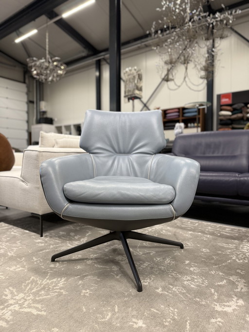 Leolux Lloyd Plus Fauteuil Senso Cuir Bleu Gris