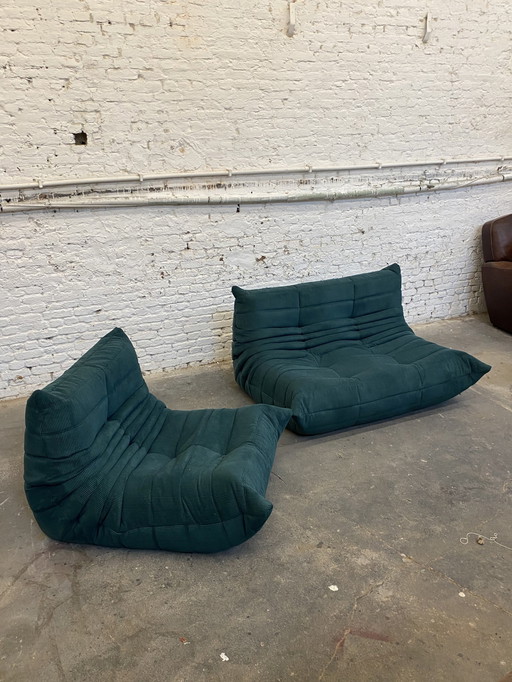 Ensemble Togo (1&2 places) | Ligne Roset | Nouvellement tapissé en velours côtelé