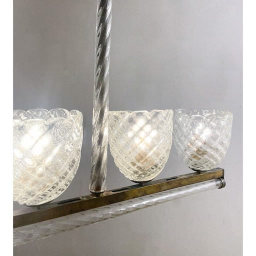 Lustre vintage en verre de Murano par Ercole Barovier, Italie 1930
