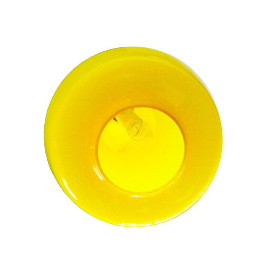 Image 1 of Lampe suspendue vintage Kreta en verre jaune et blanc par Jacob Bang pour Fog et Morup, 1960