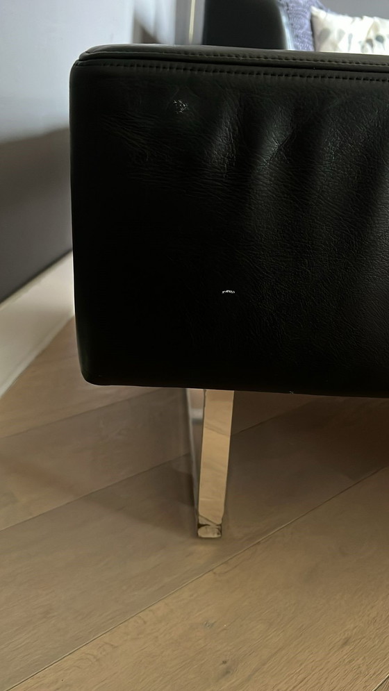 Image 1 of Poltrona Frau Canapé et pouf en cuir noir et base argentée