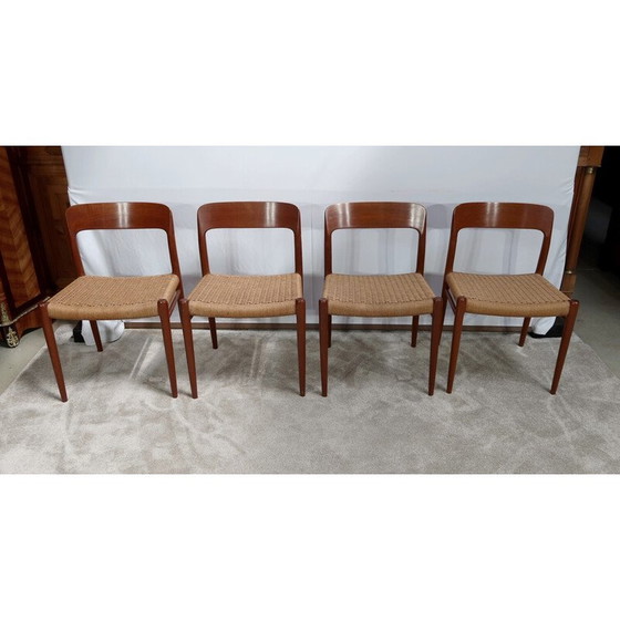 Image 1 of Ensemble de 4 chaises vintage modèle " 75 " par Niels Otto Moller, Danemark 1960