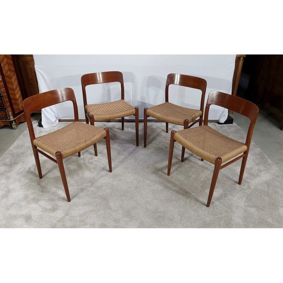 Image 1 of Ensemble de 4 chaises vintage modèle " 75 " par Niels Otto Moller, Danemark 1960