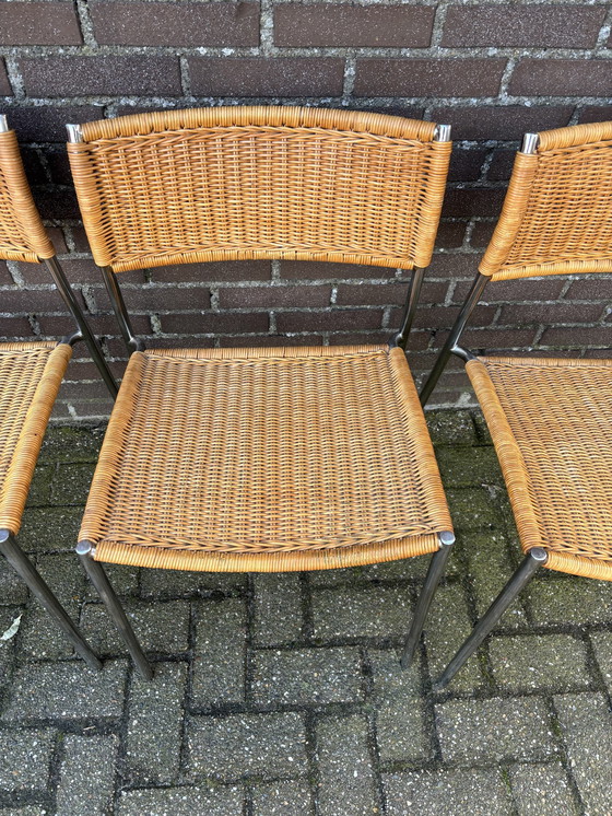 Image 1 of 4X Chaise en rotin dans le style de Martin Visser