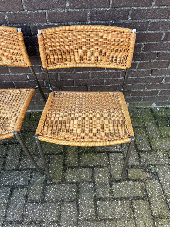 Image 1 of 4X Chaise en rotin dans le style de Martin Visser