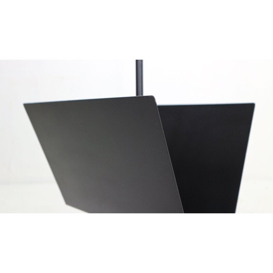 Image 1 of Porte-revues vintage minimaliste en métal noir par Porada Arredi, Italie 1980