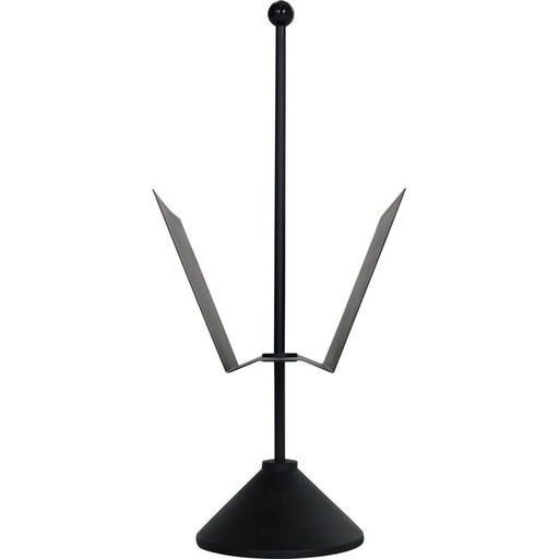 Porte-revues vintage minimaliste en métal noir par Porada Arredi, Italie 1980