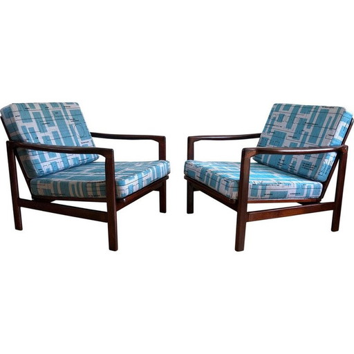 Paire de fauteuils vintage en bois de hêtre par Zenon Bączyk, Pologne 1960