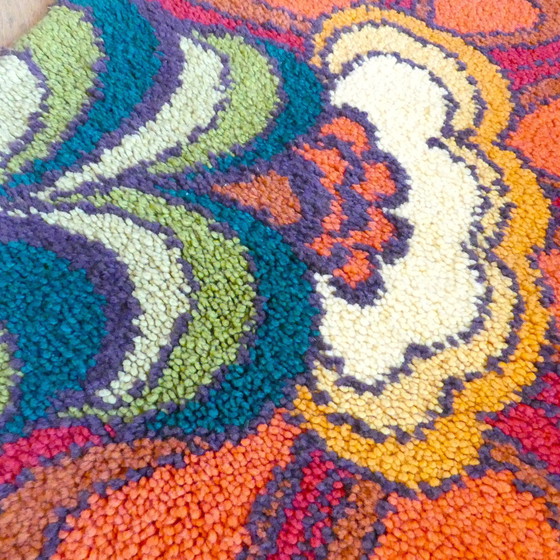 Image 1 of Tapis / tapisserie pop des années 70 noué à la main