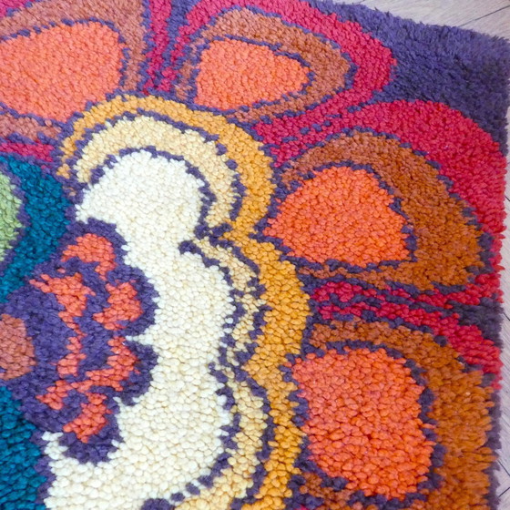 Image 1 of Tapis / tapisserie pop des années 70 noué à la main