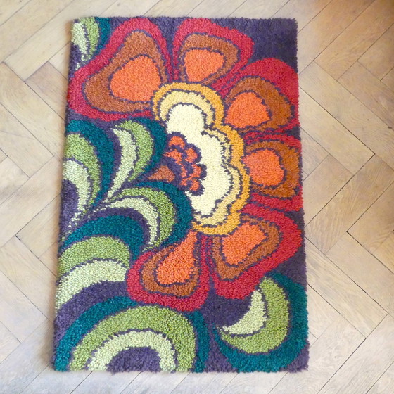 Image 1 of Tapis / tapisserie pop des années 70 noué à la main