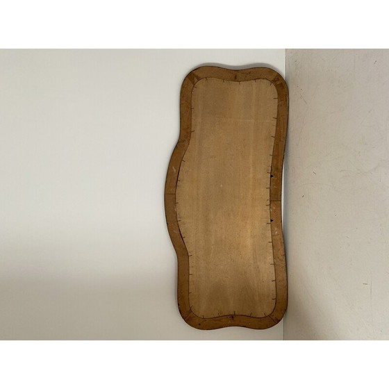 Image 1 of Miroir rectangulaire vintage à feuilles d'or avec cadre en bois