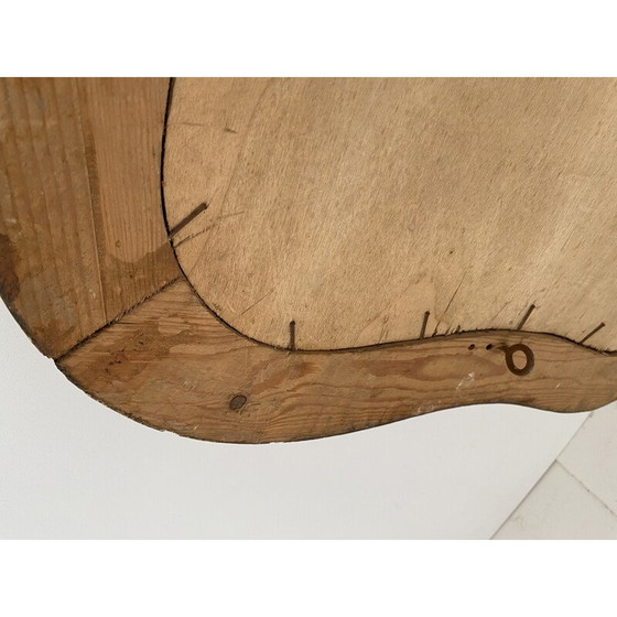 Image 1 of Miroir rectangulaire vintage à feuilles d'or avec cadre en bois