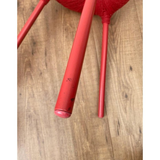 Image 1 of Tabouret vintage en métal rouge et laine modèle Eskilstuna par Ikea, années 1990