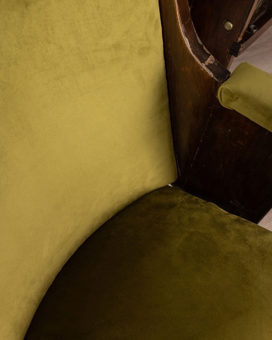 Image 1 of Fauteuil de cinéma italien vintage en velours vert, années 1960