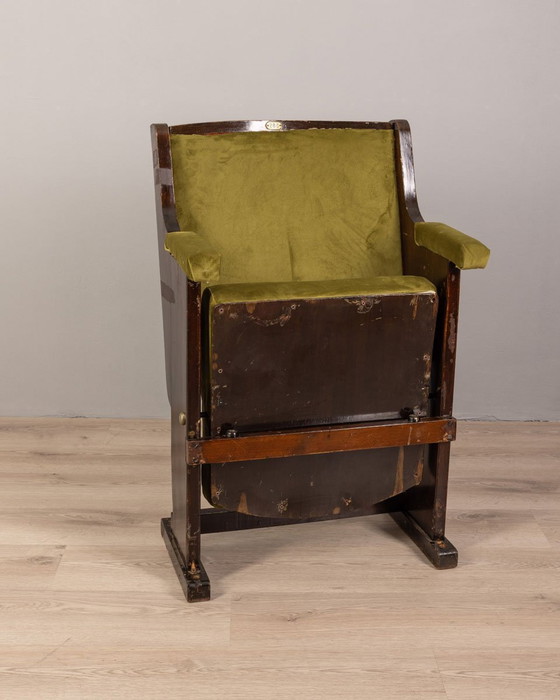 Image 1 of Fauteuil de cinéma italien vintage en velours vert, années 1960