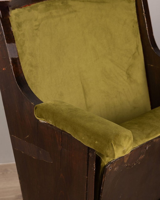 Fauteuil de cinéma italien vintage en velours vert, années 1960