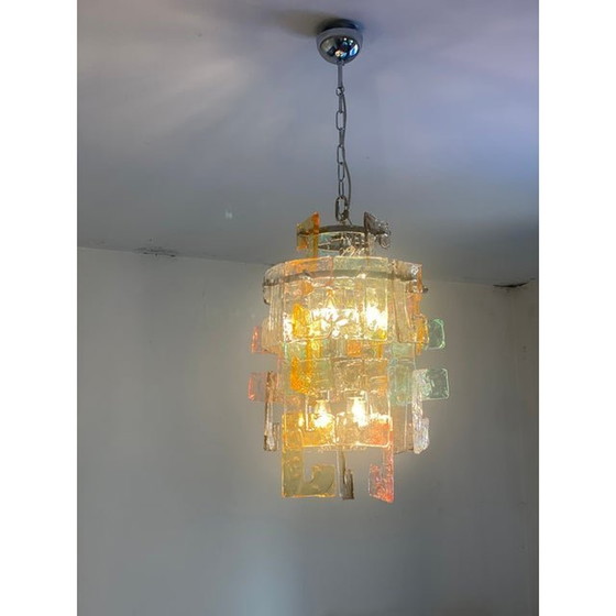 Image 1 of Lustre contemporain multicolore "Handmade C" en verre de Murano Style Venini