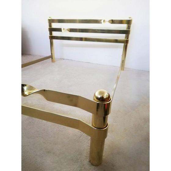 Image 1 of Lit double vintage en métal plaqué laiton, 1970