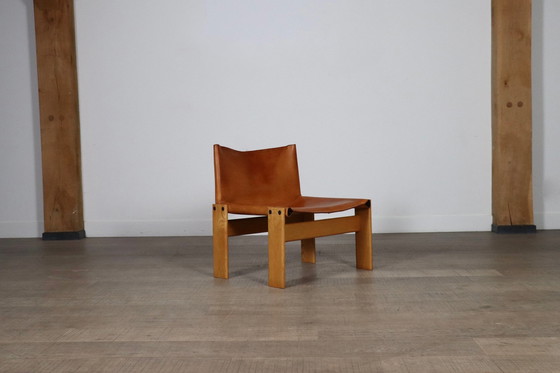 Image 1 of Chaise longue Monk en cuir cognac par Afra et Tobia Scarpa pour Molteni Italie 1974