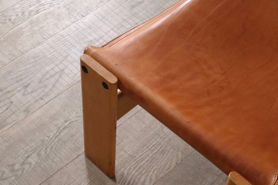 Image 1 of Chaise longue Monk en cuir cognac par Afra et Tobia Scarpa pour Molteni Italie 1974