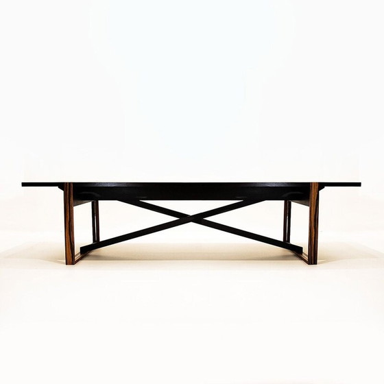 Image 1 of Ensemble de salle à manger vintage contemporain en cuir et bois de frêne