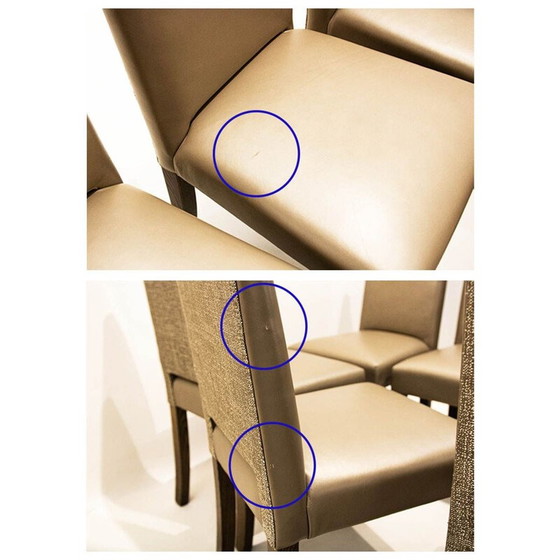 Image 1 of Ensemble de salle à manger vintage contemporain en cuir et bois de frêne