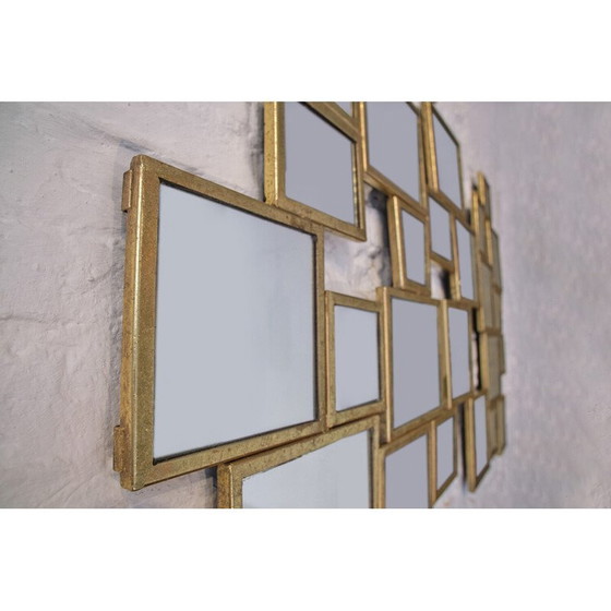 Image 1 of Miroir vintage en métal doré, France 1950