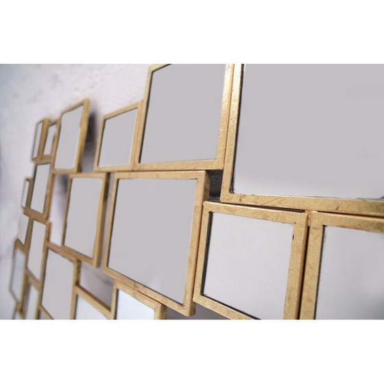 Image 1 of Miroir vintage en métal doré, France 1950