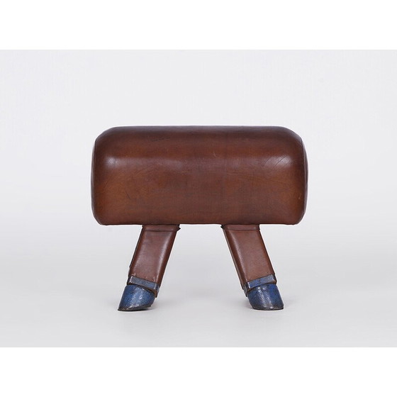 Image 1 of Tabouret de gymnase en cuir tchèque vintage pour cheval d'arçons, années 1930
