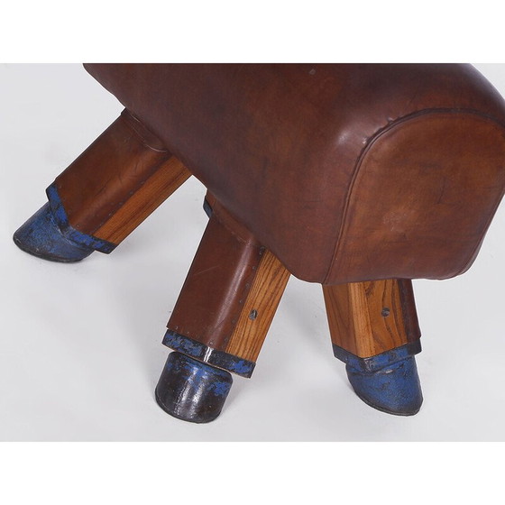 Image 1 of Tabouret de gymnase en cuir tchèque vintage pour cheval d'arçons, années 1930