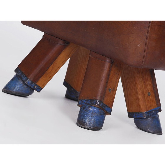 Image 1 of Tabouret de gymnase en cuir tchèque vintage pour cheval d'arçons, années 1930
