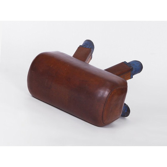 Image 1 of Tabouret de gymnase en cuir tchèque vintage pour cheval d'arçons, années 1930