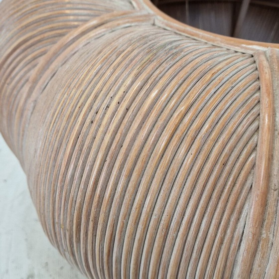 Image 1 of Pot de fleurs vintage en bambou et rotin, France 1970