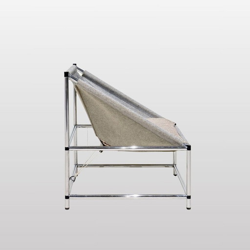 Paire de fauteuils vintage en tubes chromés et coque en feutre, Italie 1990