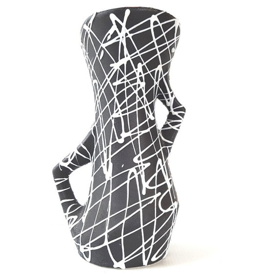 Image 1 of Vase vintage en céramique noir et blanc, France 1950
