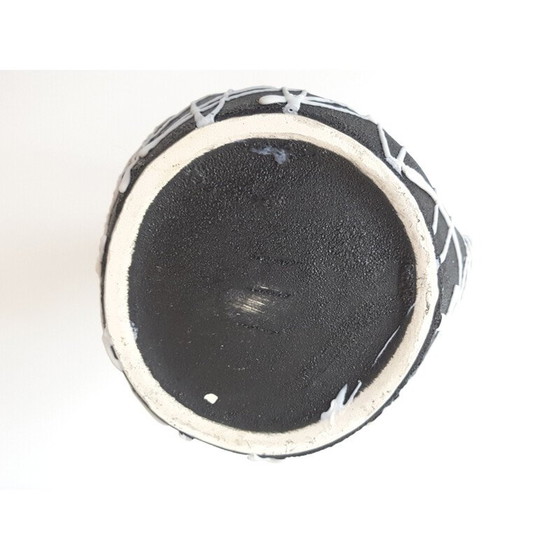 Image 1 of Vase vintage en céramique noir et blanc, France 1950